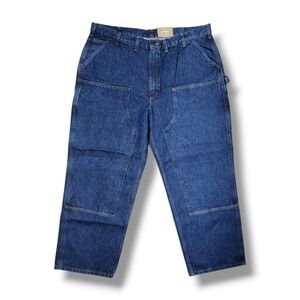 Carhartt Loose Fit Double Front Logger Dungaree Blue Denim Jeans Men's 44x30